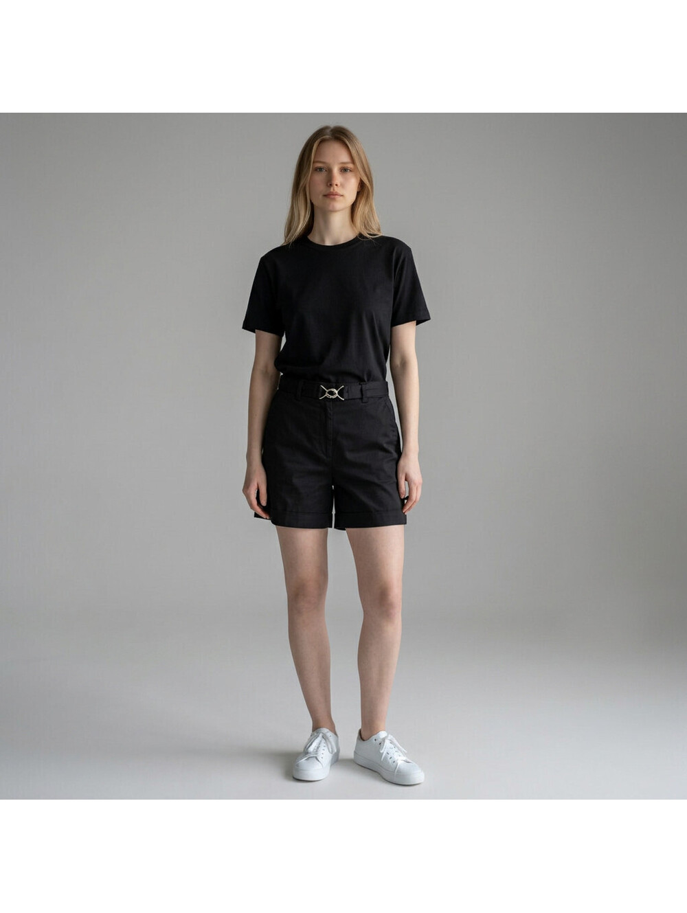 Gloria Vanderbilt Shorts Women 10 Black High Rise Chino Wide Leg Cotton Pockets